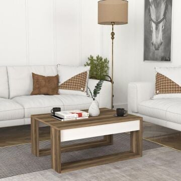 Gorder Orta Sehpa Beyaz-Ceviz