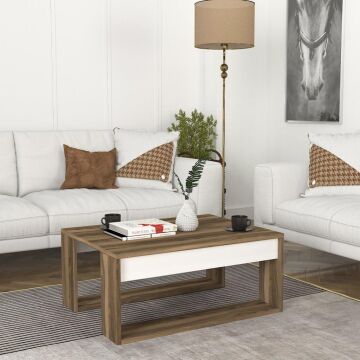 Gorder Orta Sehpa Beyaz-Ceviz