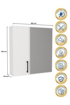 Dorpek Menaro Fonksiyonel Aynalı Banyo Üst Dolabı 3 Raflı Kapaklı Çok Amaçlı Banyo Dolabı Beyaz