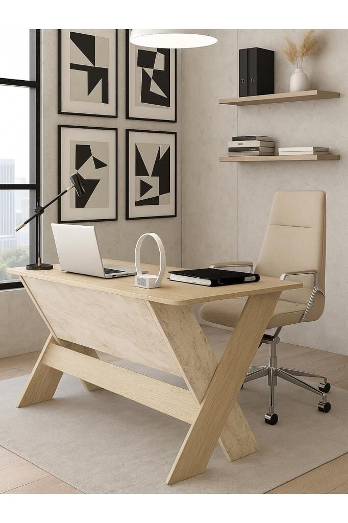 Dorpek Sora Ofis Masası Çalışma Masası Rota - Traverten