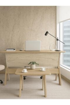Dorpek Sora Ofis Masası Çalışma Masası Rota - Traverten