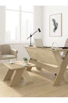 Dorpek Sora Ofis Masası Çalışma Masası Rota - Traverten