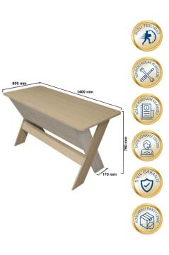 Dorpek Sora Ofis Masası Çalışma Masası Rota - Traverten