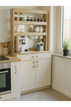 Dorpek Samos 2 Kapaklı Çok Amaçlı Dolap 1 Çekmeceli Mutfak Dolabı Kahve Köşesi Kumtaşı - Rota