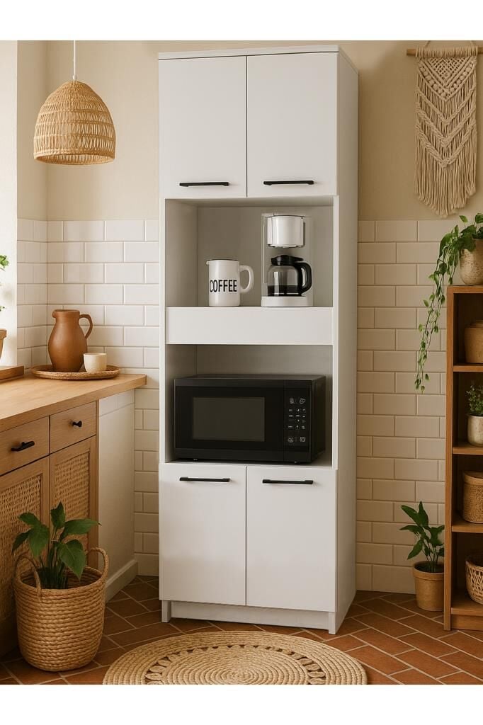 Dorpek Alvento Çekmeceli Çok Amaçlı Dolap - Kapaklı Mutfak Ve Banyo Dolabı - Mikrodalga Fırın Dolabı Beyaz