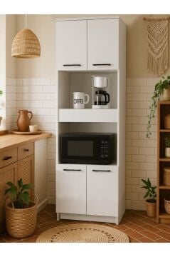 Dorpek Alvento Çekmeceli Çok Amaçlı Dolap - Kapaklı Mutfak Ve Banyo Dolabı - Mikrodalga Fırın Dolabı Beyaz