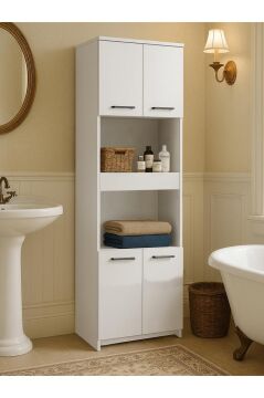 Dorpek Alvento Çekmeceli Çok Amaçlı Dolap - Kapaklı Mutfak Ve Banyo Dolabı - Mikrodalga Fırın Dolabı Beyaz