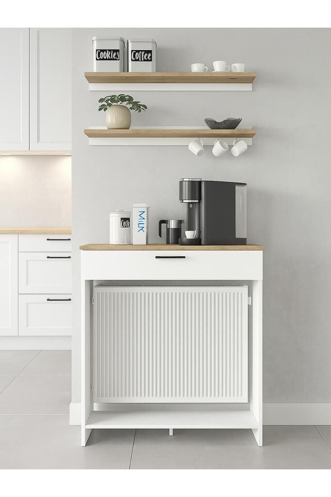 Solana Petek Üstü Kahve Köşesi Dresuar Çok Amaçlı Raf - 90 cm