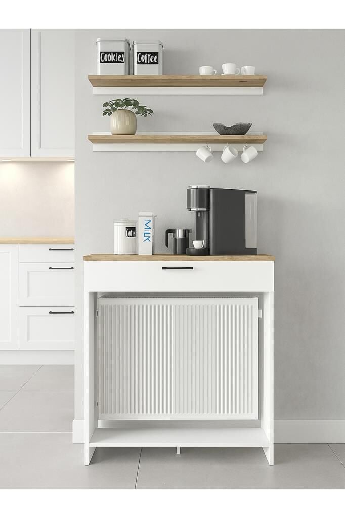 Solana Petek Üstü Kahve Köşesi Dresuar Çok Amaçlı Raf - 90 cm