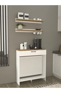 Solana Petek Üstü Kahve Köşesi Dresuar Çok Amaçlı Raf - 90 cm