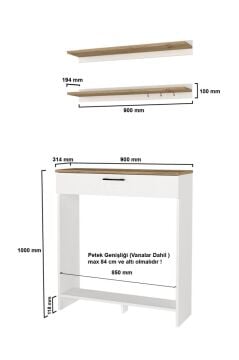 Solana Petek Üstü Kahve Köşesi Dresuar Çok Amaçlı Raf - 90 cm
