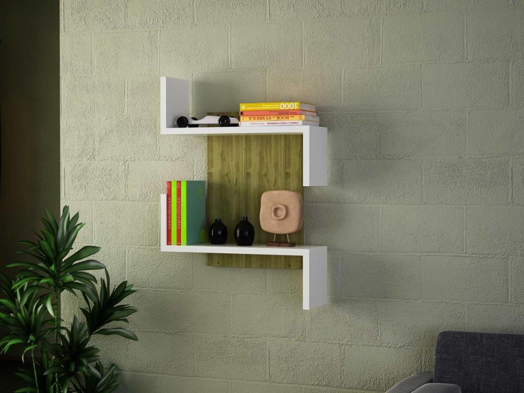 Dekorister Baron Duvar Rafı Beyaz-Ceviz