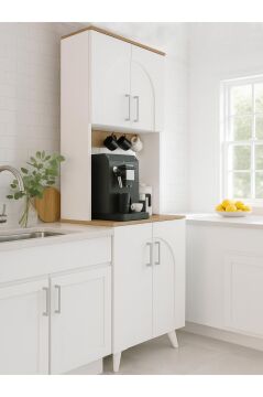 Dorpek Kalira 2 Kapaklı Mutfak Dolabı Çok amaçlı Dolap Kahve Kösesi Beyaz - Sepet