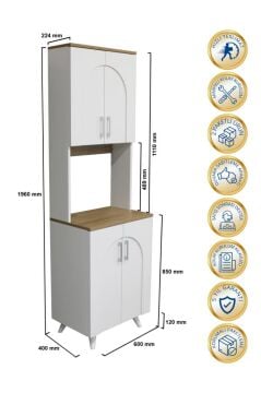 Dorpek Kalira 2 Kapaklı Mutfak Dolabı Çok amaçlı Dolap Kahve Kösesi Beyaz - Sepet