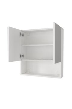 Dorpek Trama Aynalı Banyo Üst Dolabı 3 Raflı Çok Amaçlı Dolap Beyaz