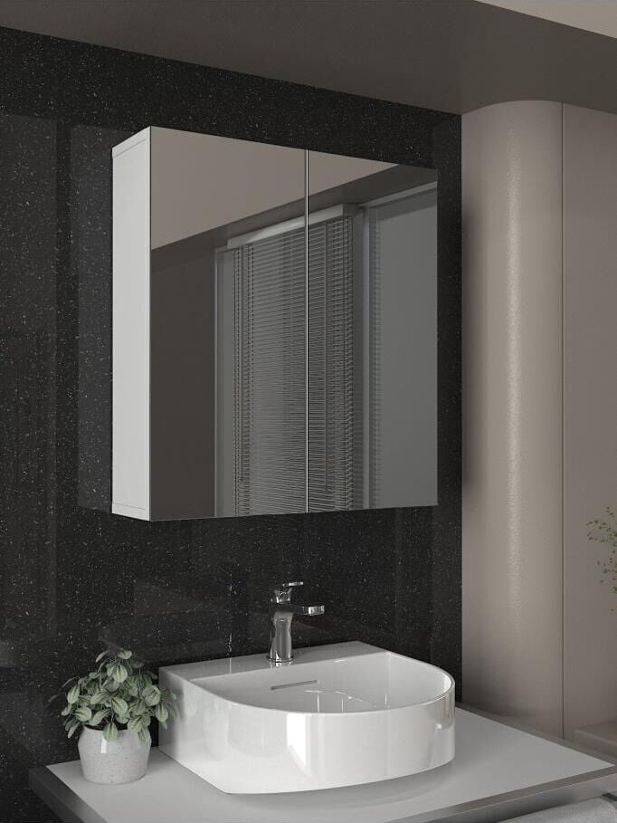 Dorpek Binary Banyo Üst Dolabı Aynalı Dolap Çok Amaçlı Dolap Beyaz