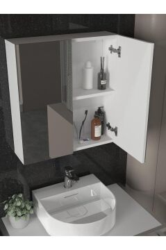 Dorpek Binary Banyo Üst Dolabı Aynalı Dolap Çok Amaçlı Dolap Beyaz