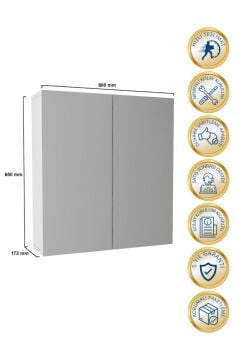 Dorpek Binary Banyo Üst Dolabı Aynalı Dolap Çok Amaçlı Dolap Beyaz