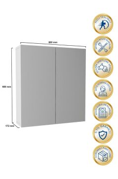 Dorpek Binary Banyo Üst Dolabı Aynalı Dolap Çok Amaçlı Dolap Beyaz