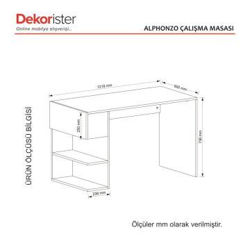 Alphonzo Çalışma Masası Beyaz-Ceviz