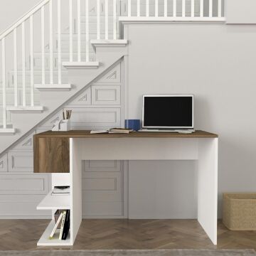 Alphonzo Çalışma Masası Beyaz-Ceviz