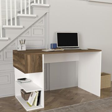 Alphonzo Çalışma Masası Beyaz-Ceviz