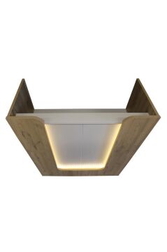 Dorpek Bode Ledli Karşılama Bankosu 110 cm Ofis Kasa Resepsiyon Masası Sepet-Kumtaşı