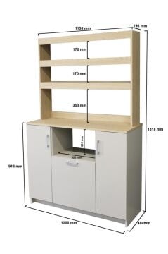Dorpek Samos 3 Kapaklı Mutfak dolabı Mikrodalga Fırın Alanlı Çok amaçlı Dolap Kahve Köşesi Kumtaşı - Rota
