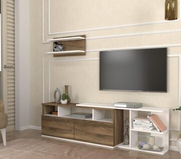 Dekorister Beste Tv ünitesi Beyaz-Ceviz