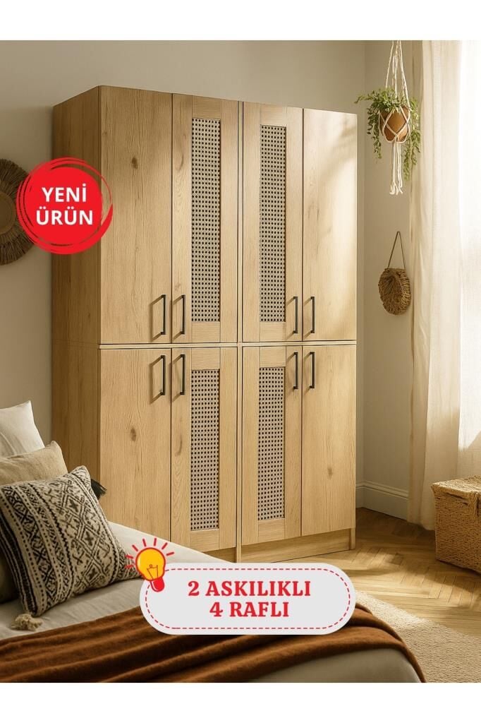 Dorpek Monza 4 Kapaklı Gardırop - 182 cm Y, 122 cm G - Genç Odası ve Yatak Odası Gardırop