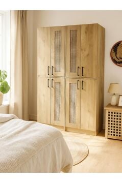 Dorpek Monza 4 Kapaklı Gardırop - 182 cm Y, 122 cm G - Genç Odası ve Yatak Odası Gardırop