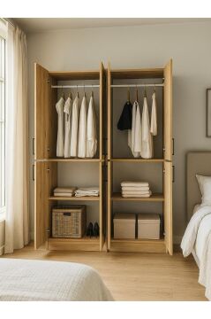 Dorpek Monza 4 Kapaklı Gardırop - 182 cm Y, 122 cm G - Genç Odası ve Yatak Odası Gardırop