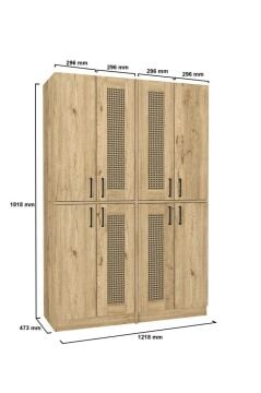 8 Kapaklı Gardırop - 182 cm Y, 122 cm G - Genç Odası ve Yatak Odası Gardırop | Monza