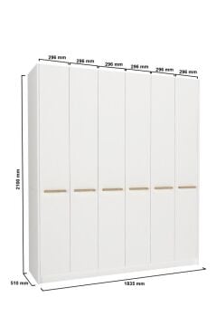 Dorpek Cosmos 6 Kapaklı Gardırop - 210 cm Y, 184 cm G - Genç Odası ve Yatak Odası Gardırop