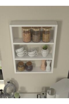 Dorpek Hardy Dekoratif 3'lü Mutfak & Banyo Duvar Rafı Beyaz