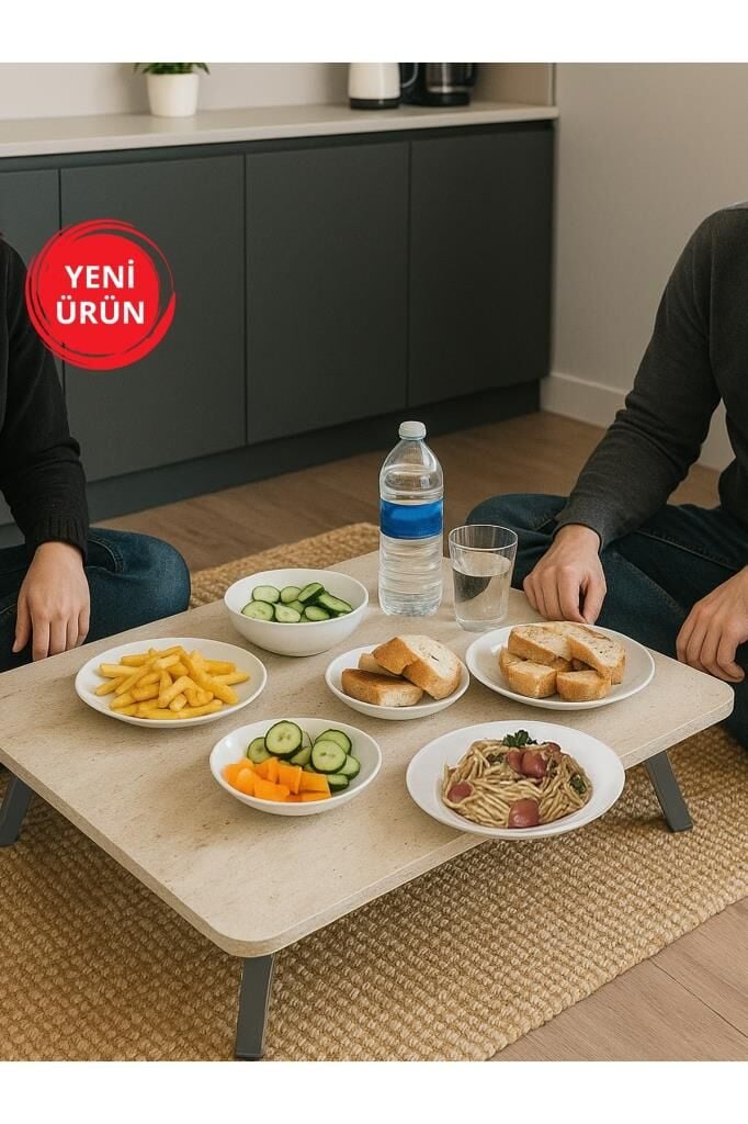 Dorpek Siny Katlanir Ayakli Yer Sofrasi Dikdörtgen Hamur Açma Sunum Masası 60x90cm Traverten