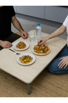 Dorpek Siny Katlanir Ayakli Yer Sofrasi Dikdörtgen Hamur Açma Sunum Masası 60x90cm Traverten