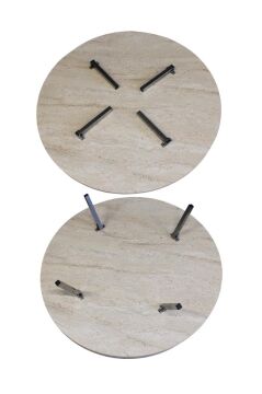 Dorpek Siny Katlanir Ayakli Yer Sofrasi Yuvarlak Hamur Açma Sunum Masası 90x90cm Traverten