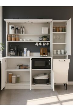 Dorpek Tuco 3 Kapakli Mutfak Dolabı, Kahve Dolabı & Singa Çok Amaçlı Dolap Beyaz