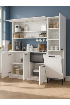 Dorpek Tuco 3 Kapakli Mutfak Dolabı, Kahve Dolabı & Singa Çok Amaçlı Dolap Beyaz