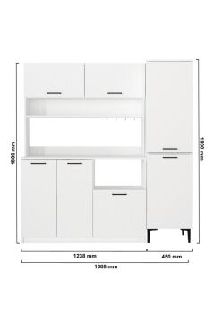 Dorpek Tuco 3 Kapakli Mutfak Dolabı, Kahve Dolabı & Singa Çok Amaçlı Dolap Beyaz