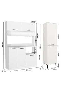 Dorpek Tuco 3 Kapakli Mutfak Dolabı, Kahve Dolabı & Singa Çok Amaçlı Dolap Beyaz