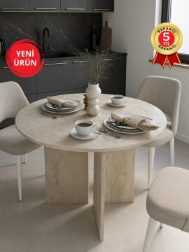 Dorpek Toli Modern Yemek Masası, Şık Tasarım - Traverten
