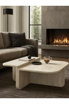 Dorpek Valya Orta Sehpa Traverten - Modern ve Şık Tasarım