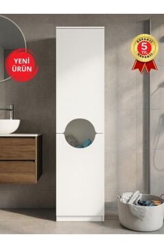 Dorpek Verga Kirli Sepetli Çok Amaçlı Dolap | Çamaşır Makinesi Kirli Sepeti & Banyo Kirli Dolabı | Beyaz