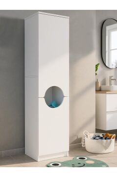 Dorpek Verga Kirli Sepetli Çok Amaçlı Dolap | Çamaşır Makinesi Kirli Sepeti & Banyo Kirli Dolabı | Beyaz