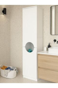 Dorpek Verga Kirli Sepetli Çok Amaçlı Dolap | Çamaşır Makinesi Kirli Sepeti & Banyo Kirli Dolabı | Beyaz