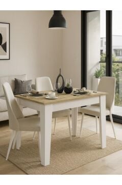 Dorpek Tatyos Gizli Bölmeli Mutfak Masası Beyaz-Safir 110cm