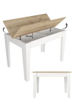Dorpek Tatyos Gizli Bölmeli Mutfak Masası Beyaz-Safir 110cm