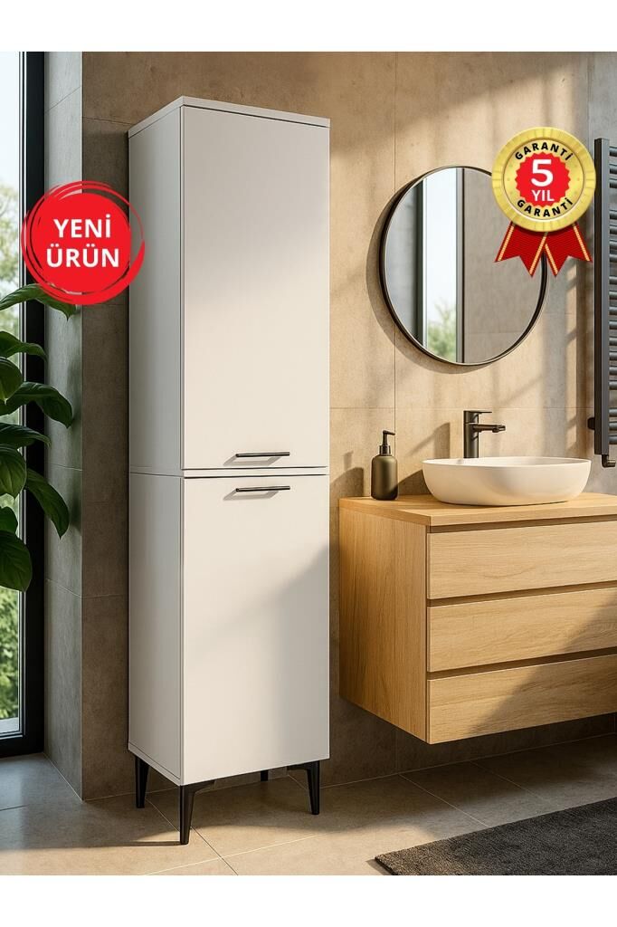 Dorpek Singa Kirli Sepetli Çok Amaçlı Dolap & Çamaşır Makinesi Kirli Sepeti & Banyo Kirli Dolabı | Beyaz